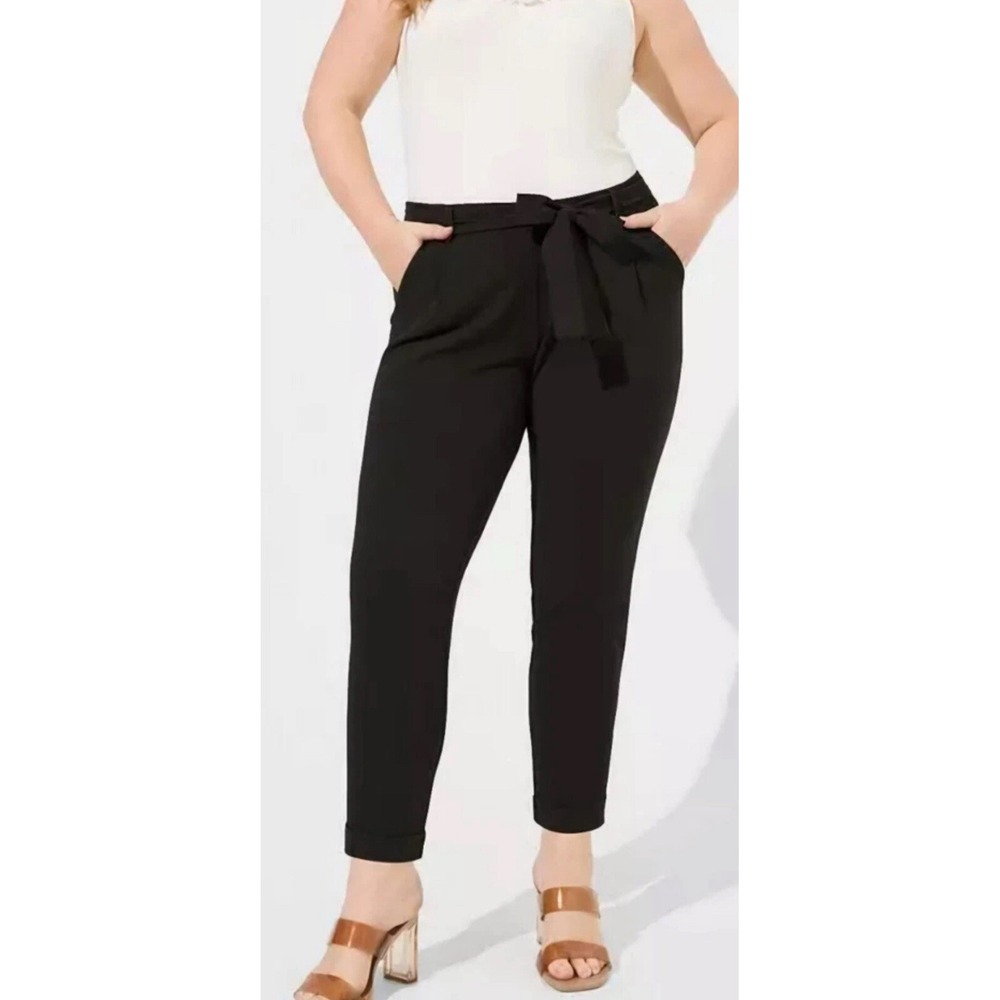 NWT Torrid Plus Size 2 2X 18/20 Pull-On Taper‎ Stretch Crepe High-Rise Tie-Front